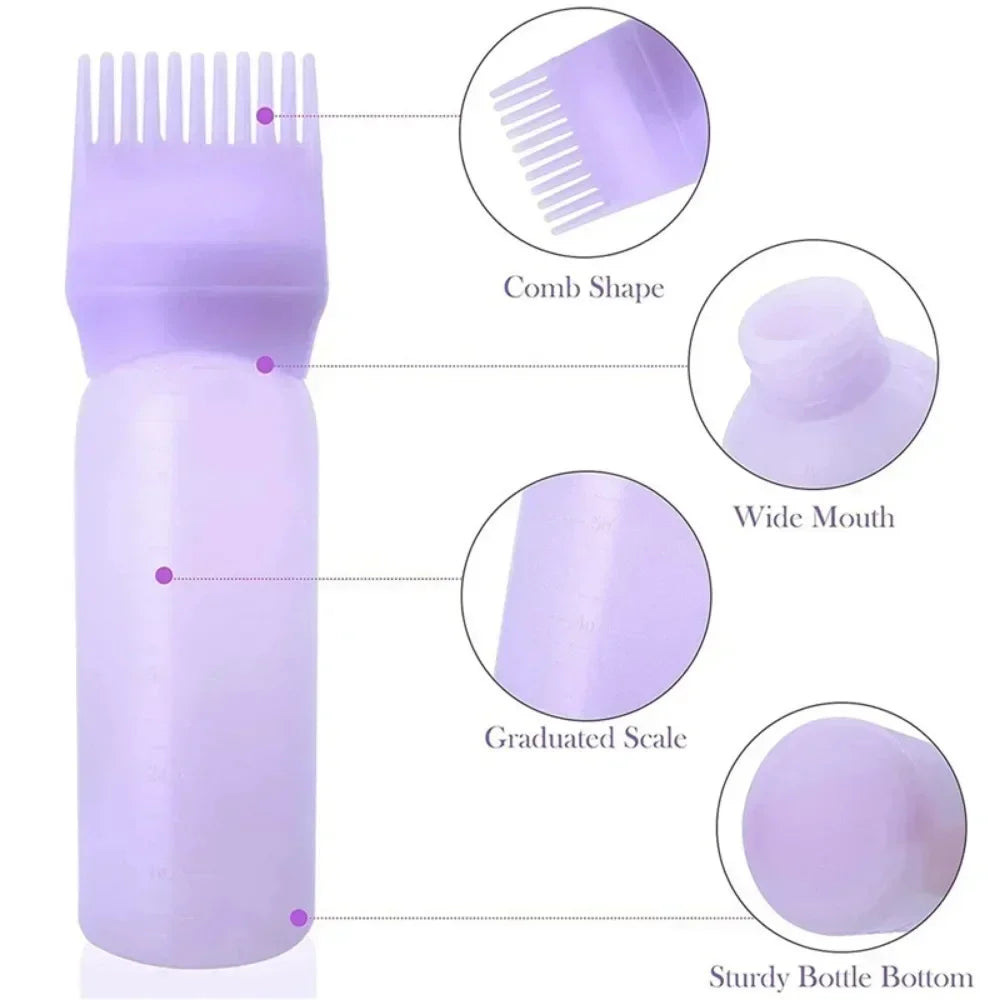 Silicone Shampoo Brush Head Scalp Massage Comb Hair Dye Tint Oil Applicator Bottle with detail view