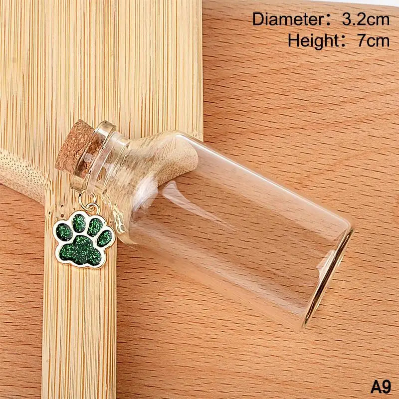 Pet Fur Memorial Glass Bottle Cat Whiskers Storage Bottle With Cork Stopper For Storin close-up view