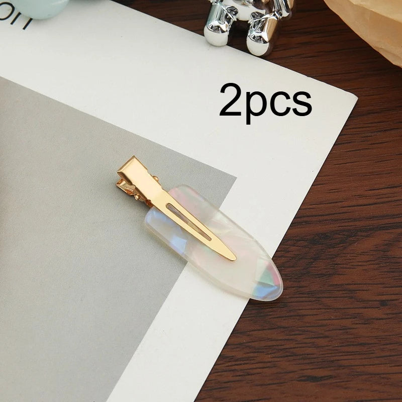 2/4pcs Elegant Mermaid Pink and White Seamless Adhesive Hair Clips for Women's Bangs and Makeup, Hair Accessoires, Hair Clip