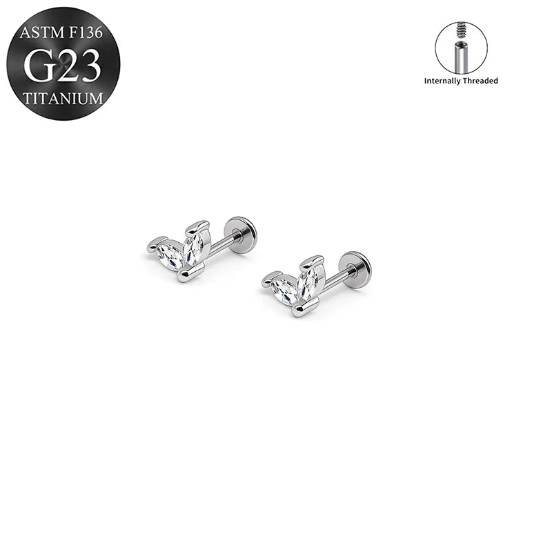 EVISPOL ASTM F136 G23 Titanium Tiny CZ Labret Lip Stud Earring for Women 16G Heart Ca lifestyle view