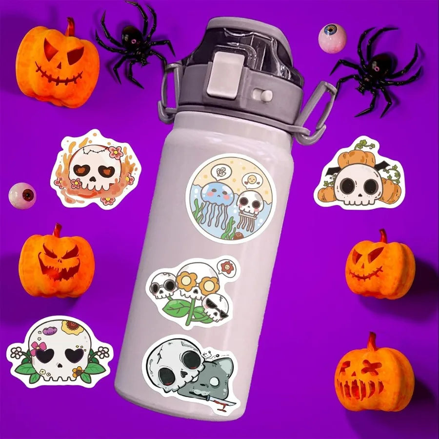 50Pcs Groovy Skull Stickers | Waterproof Vinyl Decals for Laptops, Water Bottles, Ska alternate view