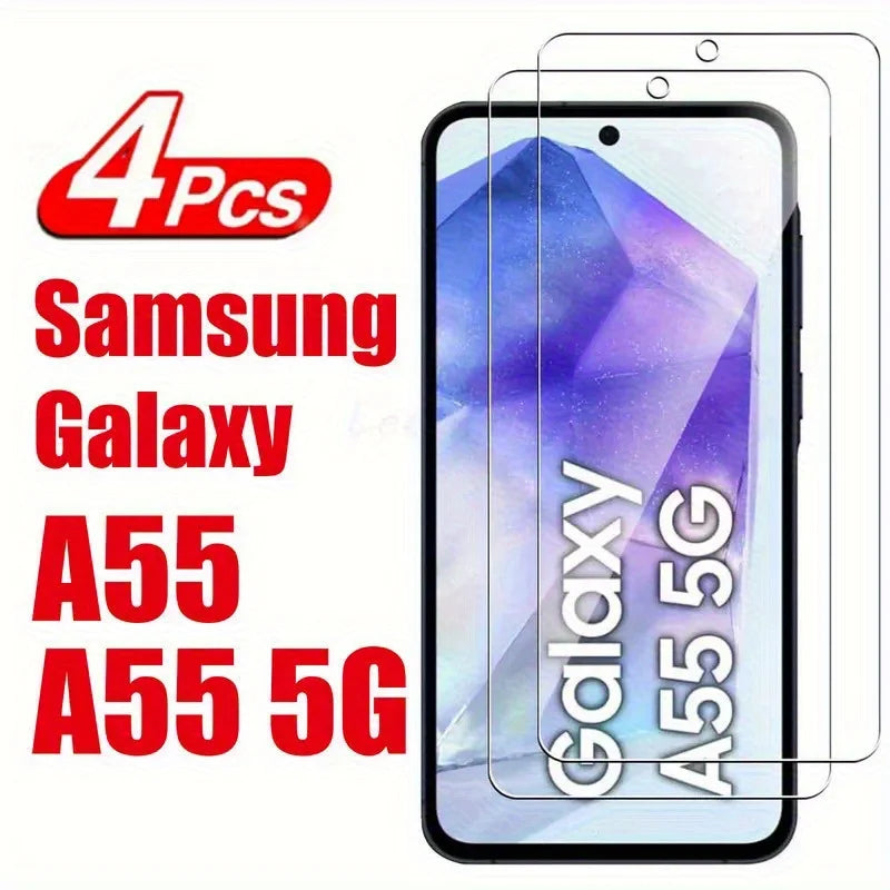 4Pcs 10D Tempered Glass Screen Protector for Samsung Galaxy A55 5G - Clear HD Film