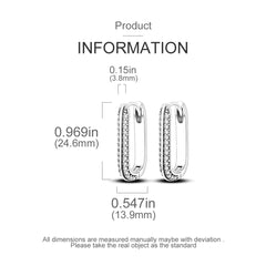 Original 925 Sterling Silver Women Hoop Earrings High Quality Shine Zircon U Shaped Clas detail view