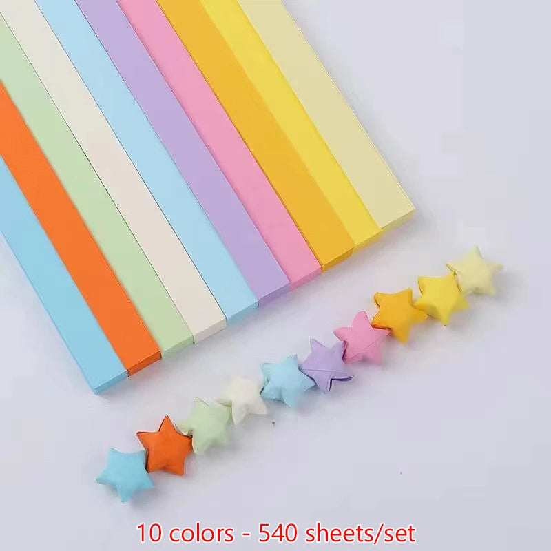 540 Sheets Origami Star Paper Strips | Colorful Lucky Star Folding Paper for DIY Crafts detail view
