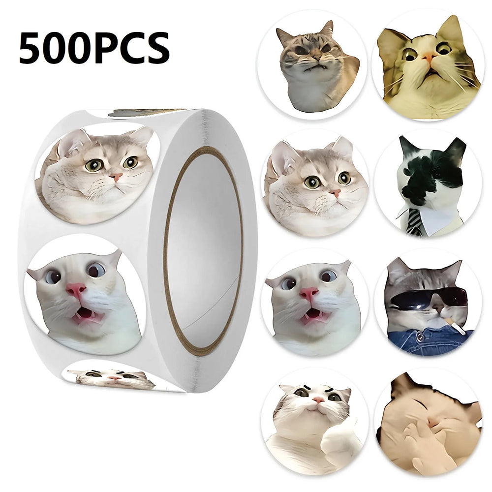 Funny Cat Cartoon Sticker Roll | 100pcs Animal Stickers for Photocard Decor alternate view