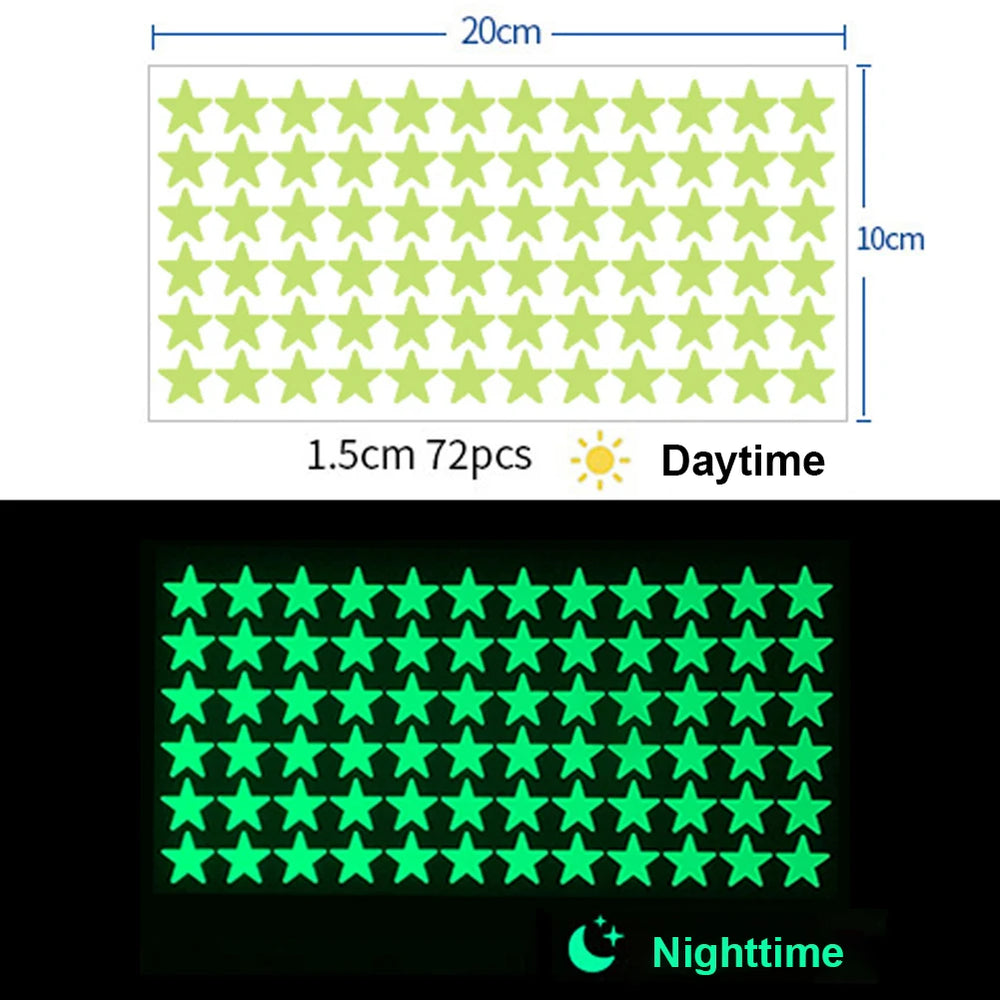 Glow In The Dark 3D Star Wall Stickers | Creative Luminous Room Decor close-up view