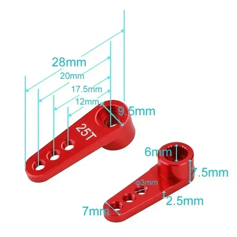NEEBRC 25T Metal Servo Arm 3 Holes for 1/10 RC 12KG 7KG 21G 2KG Servo Car Boat Robo additional angle