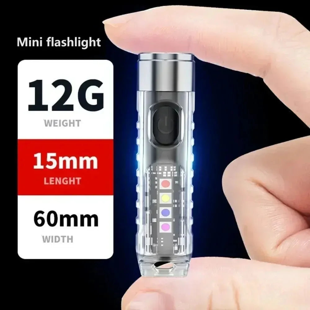 Mini Keychain Flashlight Type-C Fast Charging IP66 Waterproof Torch Lamp With Magnet Multifunction W