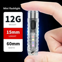 Mini Keychain Flashlight Type-C Fast Charging IP66 Waterproof Torch Lamp With Magnet Multifunction W