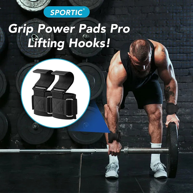 Weight Lifting Hook Grips with Wrist Wraps | Gym Fitness Hand Bar Straps additional angle