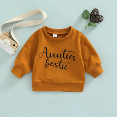 Baby Long Sleeve Letter Print Sweatshirt | Soft Cotton Blend Pullover for Girls close-up view