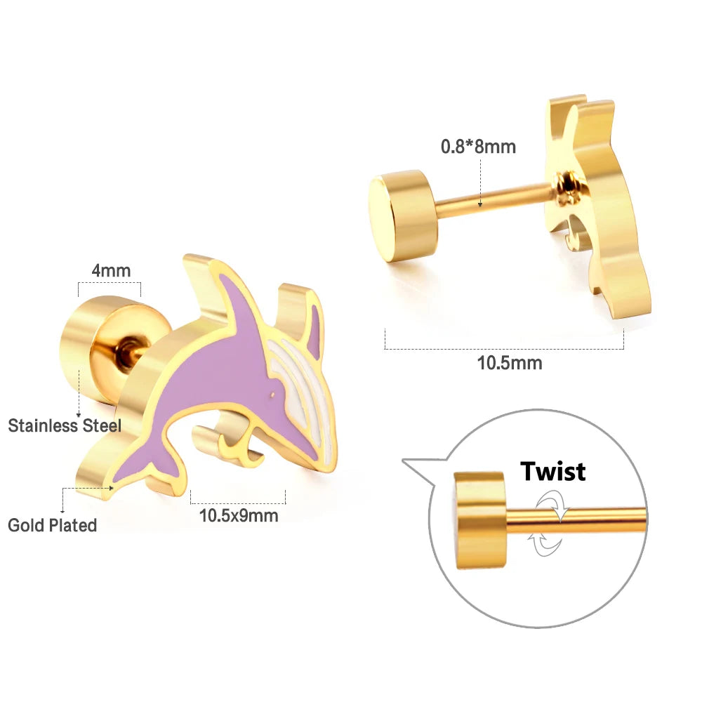 Cute Acrylic Animal Stud Earrings | Surgical Steel Hypoallergenic Earrings for Women and detail view