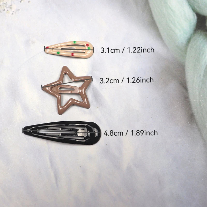 10Pcs Black Coffee Color Barrettes Women Snap Hair Clips Girls Hair Accessories Geometri detail view