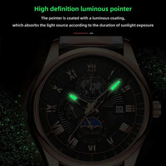 2026 Luxury Men's Sport Watch | Waterproof Luminous Leather Quartz Wristwatch close-up view