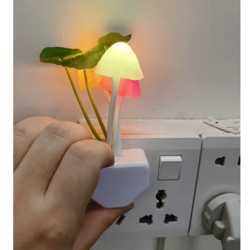 Mushroom Night Light with Light Sensor | 3 Color LED Bedside Lamp for Kids Room