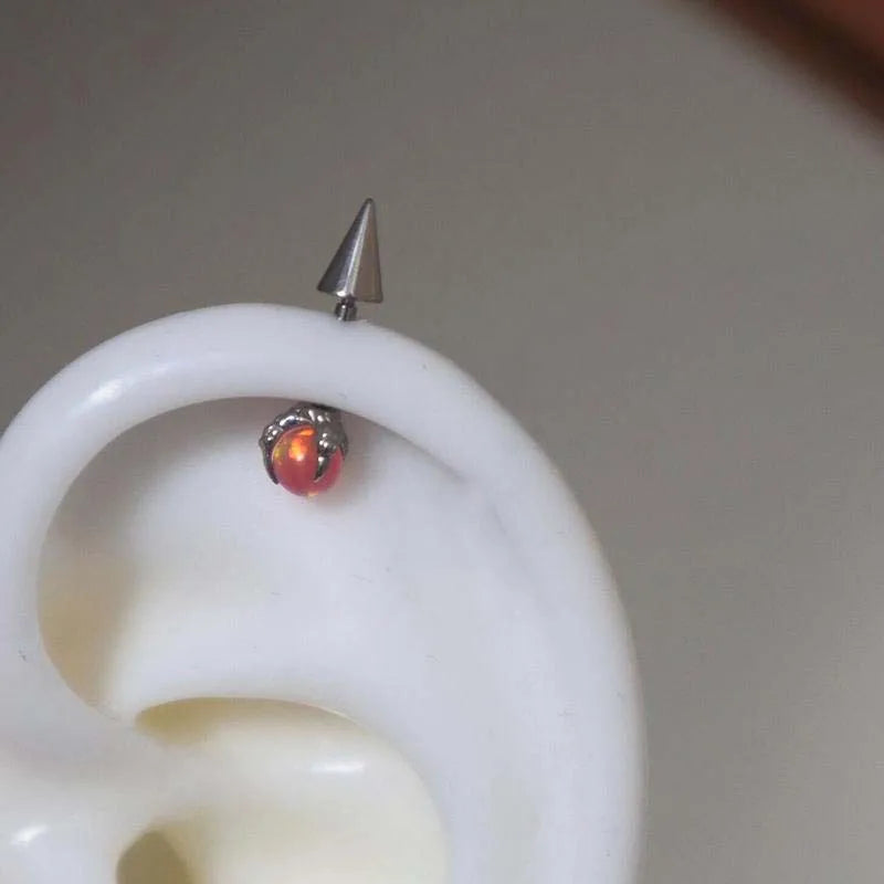 Stainless Steel Heart and Star Stud Earrings | Women's Punk Y2K Jewelry detail view