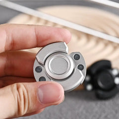 Stainless Steel 3 in 1 Fidget Spinner and Slider Combo | Click Button Metal Toy for Ad close-up view