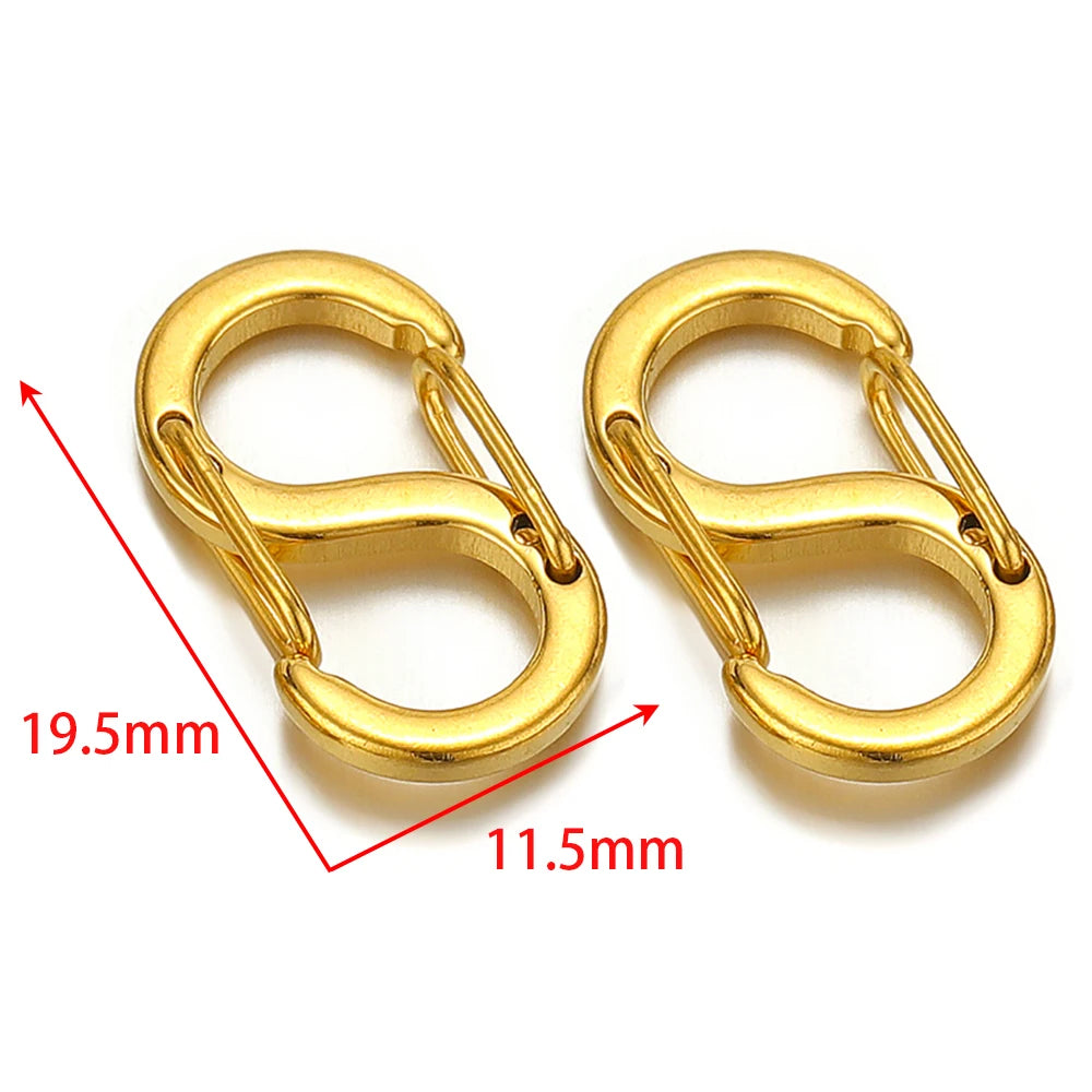 5Pcs Stainless Steel Chic Letter S Buckle 18k Gold Spring Lobster Clasps Necklace Hooks Bracelets Connectors DIY Jewelry Making