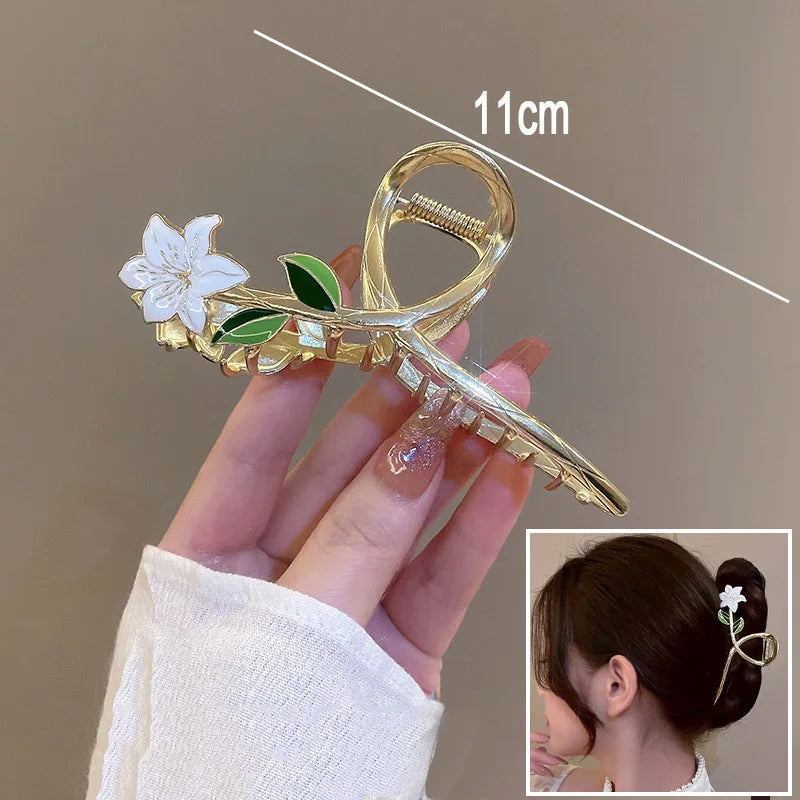 New Sweet Flower Durian Hair Claw Clip Ponytail Grab Hair Clips Shark Clip Woman Hairpin detail view