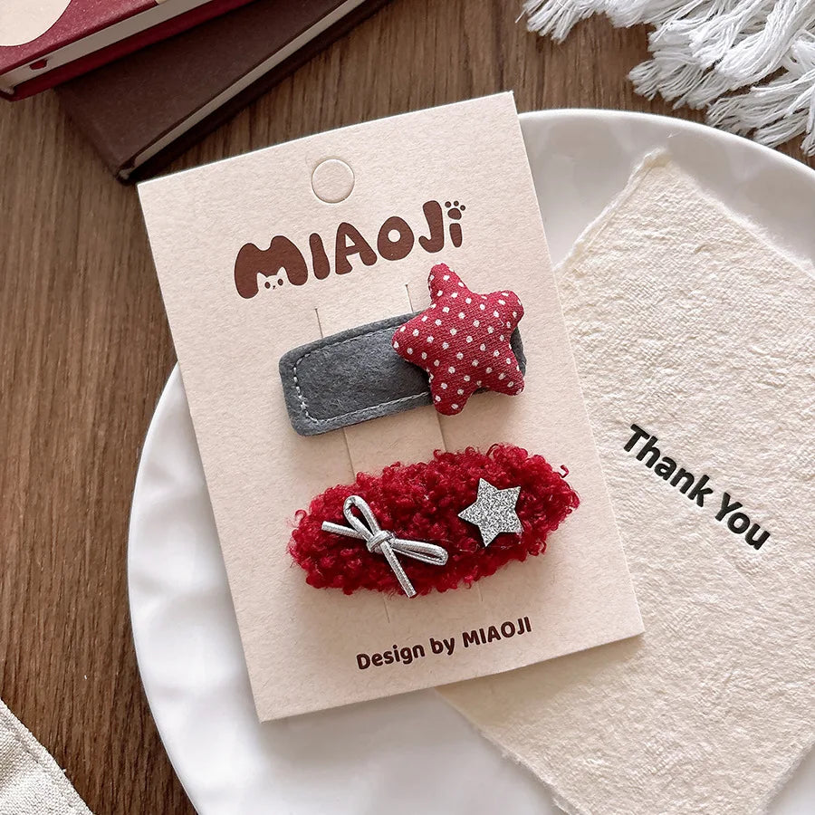2025 New Year Cute Red Bow Hairpins Children Girls Kid Hair Clips Pin Barrettes Acces lifestyle view