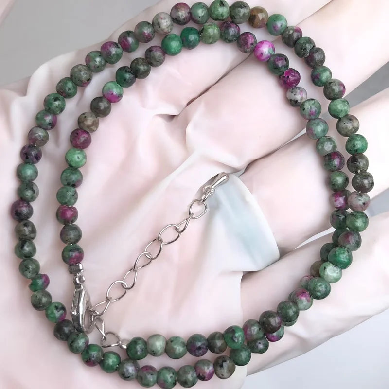Natural Stone Bead Adjustable Necklace | Agate Opal Tigers Eye Quartz Crystal Jewelry detail view