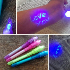 4pcs/lot Luminous Light Pen Magic Purple 2 In 1 UV Black Light Combo Drawing Invisibl alternate view