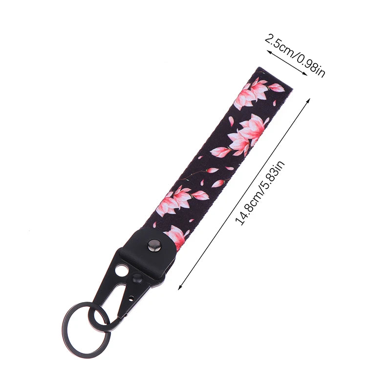 Sakura Cherry Blossom Car Keychain Lanyard | Metal Key Holder with Alloy Clip additional angle