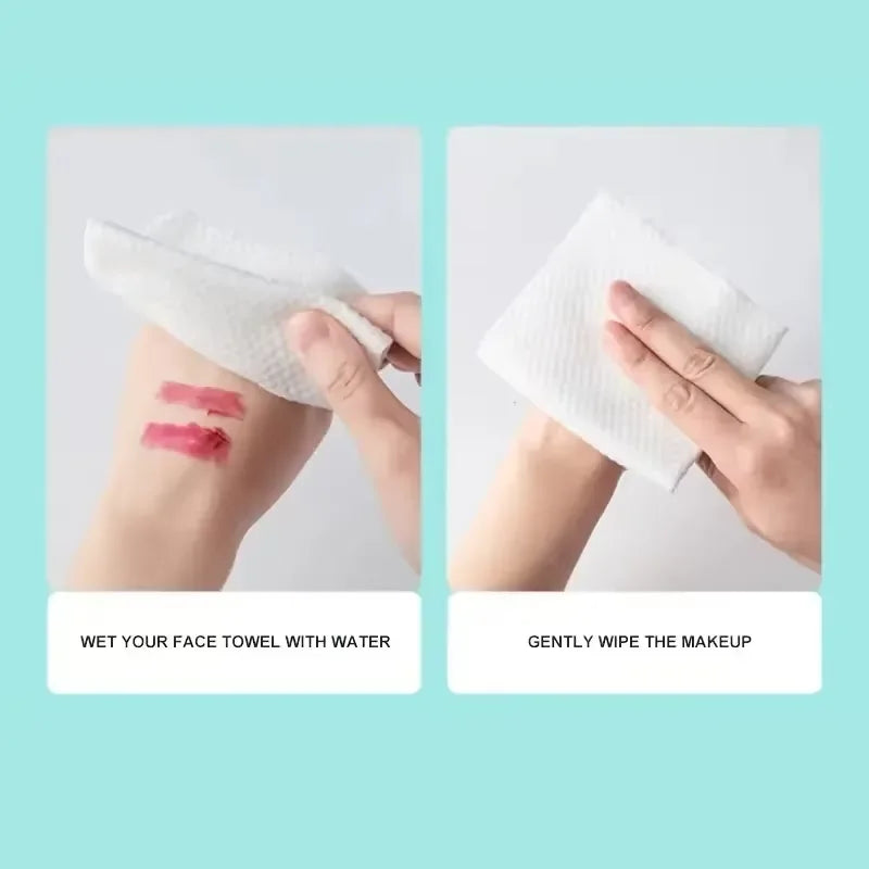 Car paper towel disposable thickened 100% face towel 100PCS makeup soft removal wipes close-up view