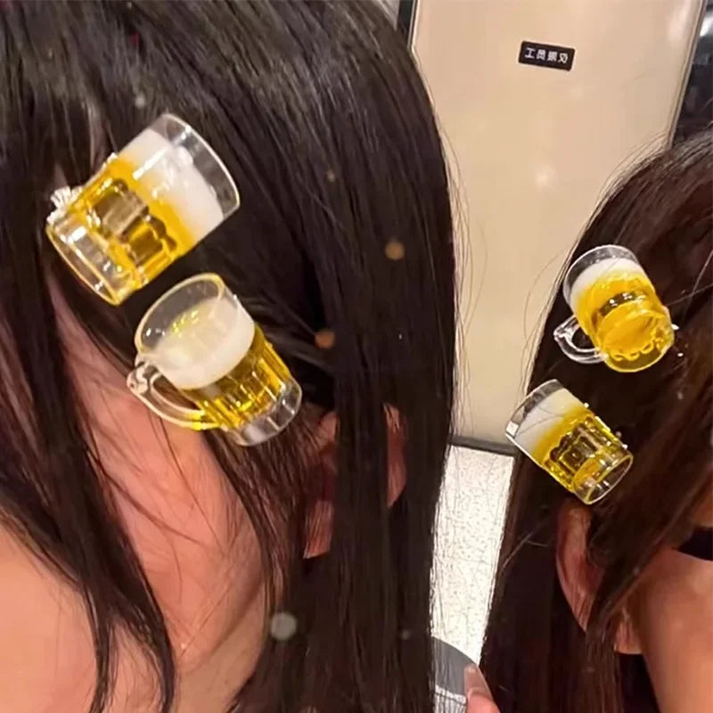 Funny Beer Shaped Hairpins Fashion Creative Popular Hair Clips Girls Charm Lovely Beer B detail view