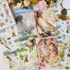 Vintage Character Sticker Set | 20 Sheets Scrapbooking Washi Paper Stickers alternate view