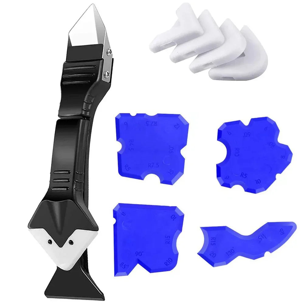 5in1 Silicone Scraper Squeegee Glue Remover Tool Kit | Multifunctional Caulking & Grou close-up view