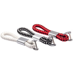 Handwoven Leather Car Keychain | Retro Horseshoe Buckle Key Ring detail view