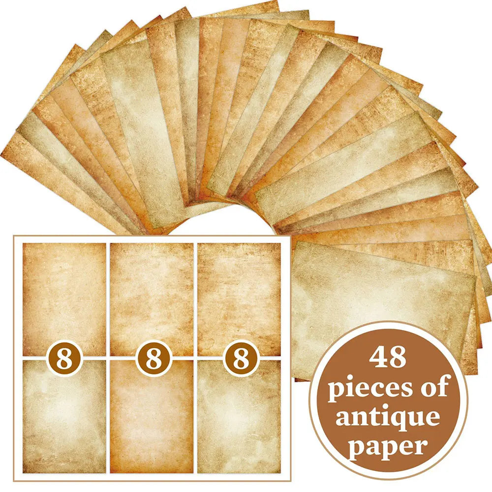 48 Sheets Vintage Scrapbook Paper Set | A4 Retro Junk Journal Collage Supplies additional angle