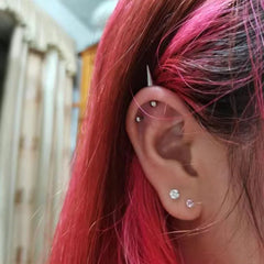 1Pair 16G 316L Stainless Steel Spike Stud Earrings, Screw Back Cartilage Tragus Conch alternate view