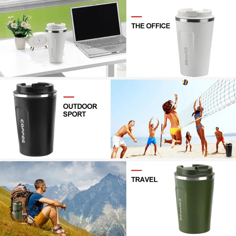 Thermo Cafe Double Stainless Steel Coffee Mug for Tea Water Coffee 380/510ML Leak_Proo close-up view