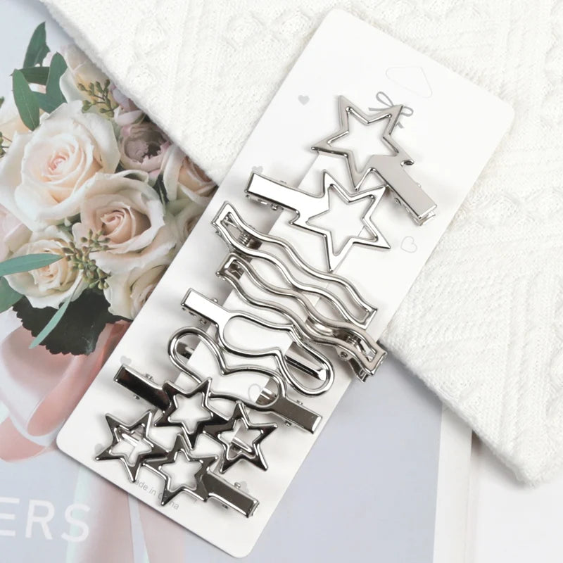 Y2K Duckbill Hairpin Sliver Metal Hair Clips Women Girls Personality Bangs Side Headwear Barrettes Hairclip Styling Accessories
