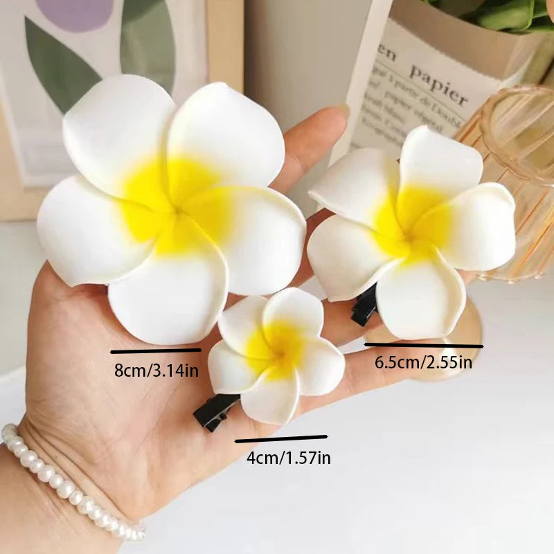 3pcs/10pcs Set Plumeria Hair Clip for Women Fashion Flower Duckbill Clip Cute Girls Side Clip Hair Accessories