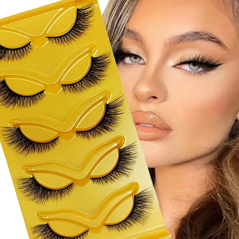 5 Pairs Cat Eye False Eyelashes Eye End Lengthening Long Curling Thick Fluffy All-match Comfortable