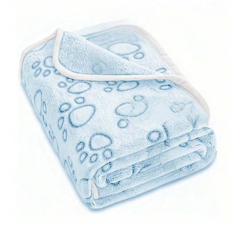 1pcs Ultra-Soft Paw Print Dog Blankets - Machine Washable, Cozy Pet Pillow Pads for In close-up view