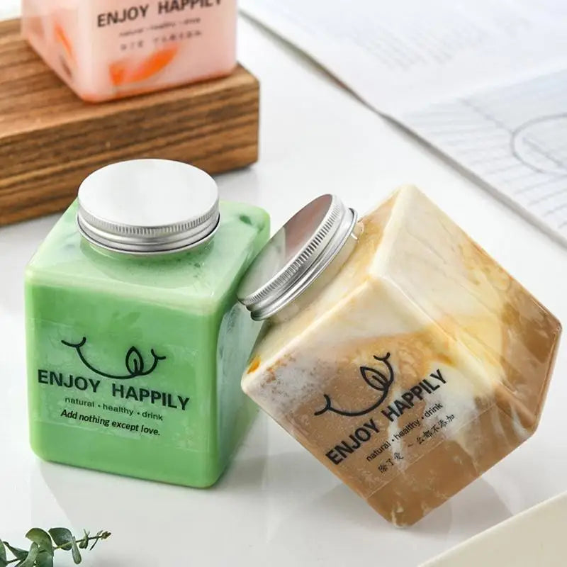 Plastic Disposable Square Plastic Bottle 500ML 650ML Juice Beverage Milk Tea Yogurt Container Leakpr
