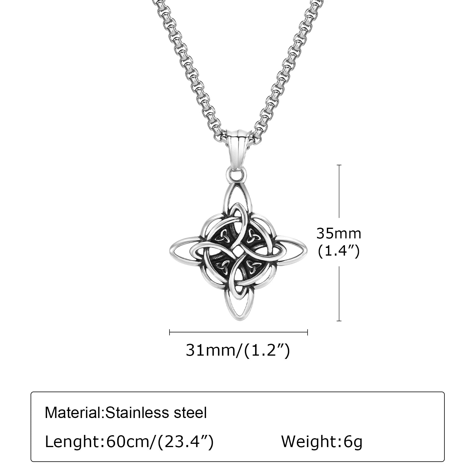 Vnox Vintage Celtic Knot Necklaces for Men Women,Stainless Steel Nordic North Europ Am close-up view