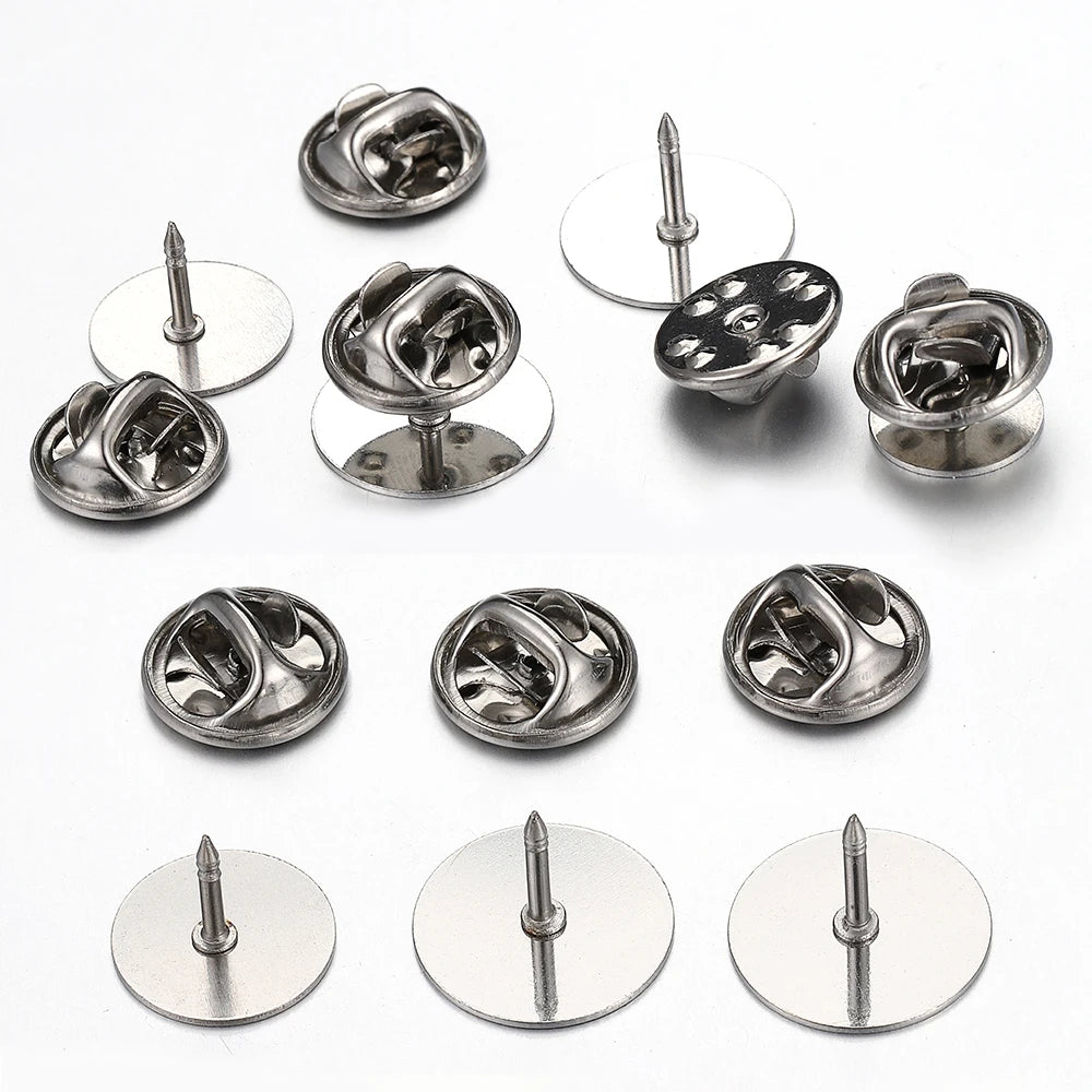 10pcs Stainless Steel Butterfly Tie Tack Backs Brooch Pin Base Cufflink Settings