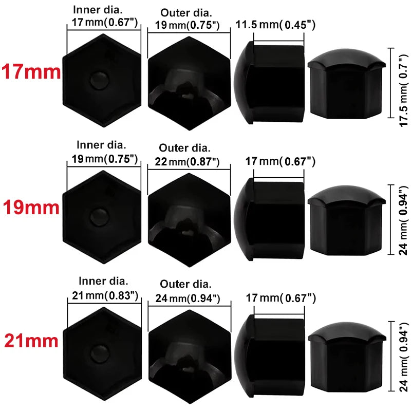 17mm/19mm/21mm 20Pcs Car Wheel Nut Caps Protection Covers Caps Auto Hub Screw Cover additional angle