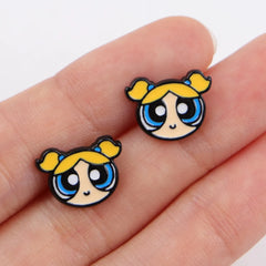 Cartoon Animal Stud Earrings | Cute Stainless Steel Pierced Jewelry for Women close-up view