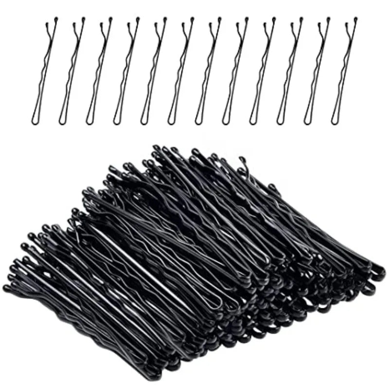 Black Hairpins Barrette for Women Hair Clip Lady Bobby Pins Invisible Wave Curly Bride close-up view