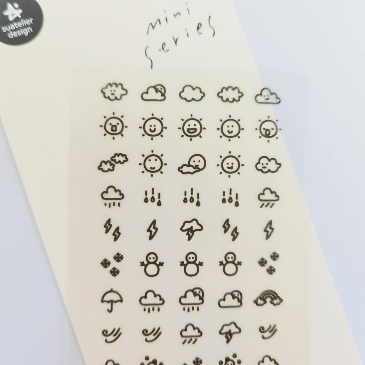 Sunshine Rain Weather Mini Sticker Set | Korean Import Scrapbooking and Journaling Sti close-up view