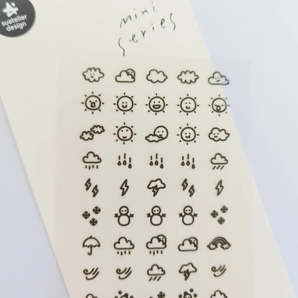 Sunshine Rain Weather Mini Sticker Set | Korean Import Scrapbooking and Journaling Sti close-up view