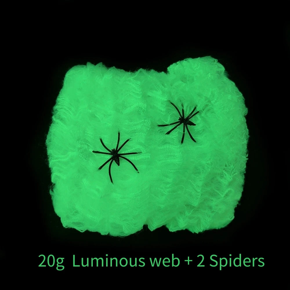 Halloween Decorations Artificial Spider Web Luminous Stretch close-up view