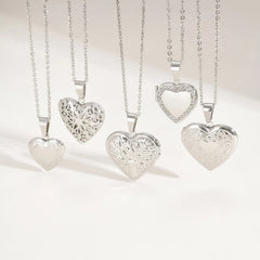 Vnox Never Fade Silver Color Stainless Steel Women Locket Pendant, Openable Heart Pendant Necklaces,