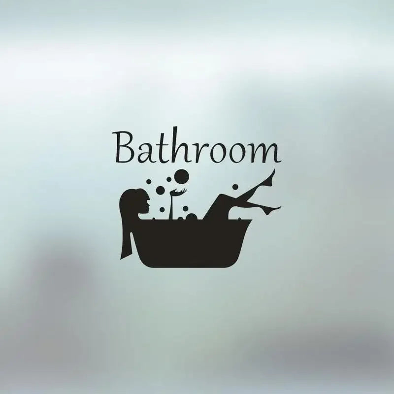 Detachable Girl and Woman Bathroom Sticker Art | Wash Room Decorative Wall Decal alternate view